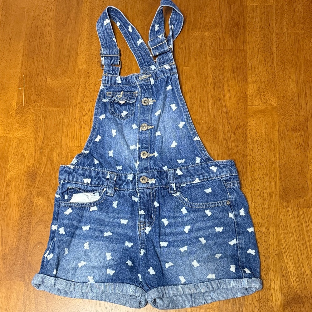 LEI Blue Denim Kids Overalls with White Pattern